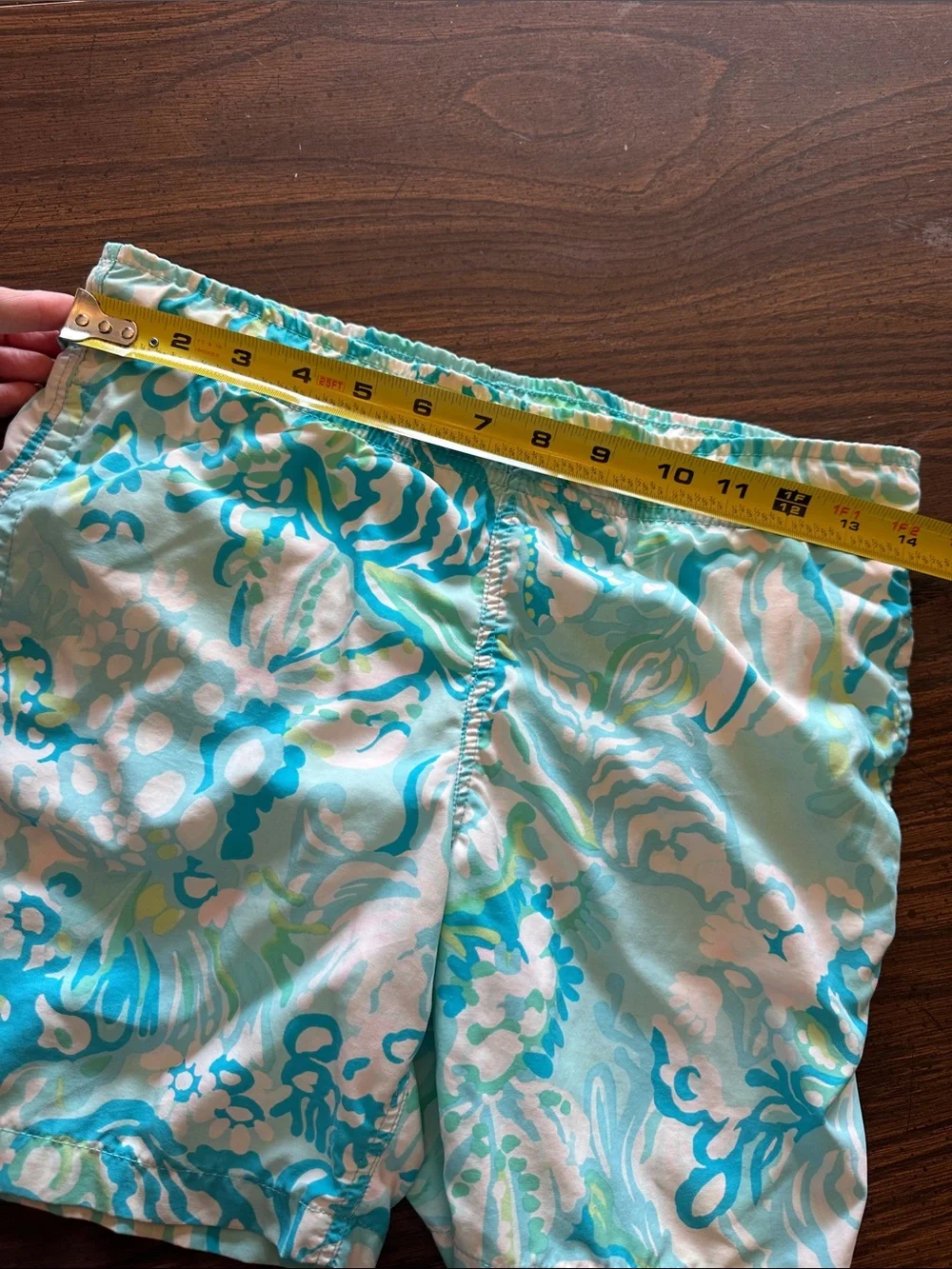 Lilly Pulitzer Turquoise, Aqua & White Printed Swim Shorts